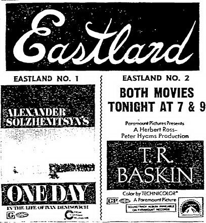 Eastland Twin Theatres - DEC 7 1971 AD